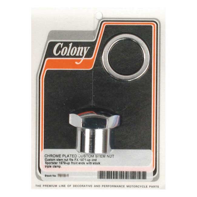Fork stem nut & washer kit. Domed. Chrome