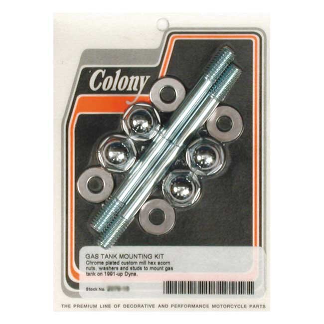 Colony, Dyna gas tank mount kit. Chrome Acorn