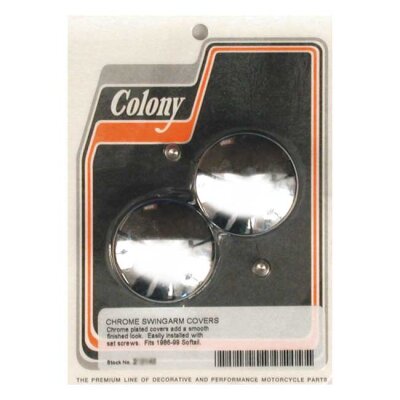 Colony, swingarm pivot bolt cover set. Chrome, domed