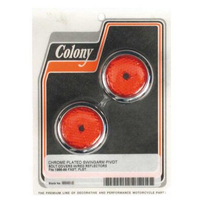 Colony, swingarm pivot bolt cover set. Red reflector
