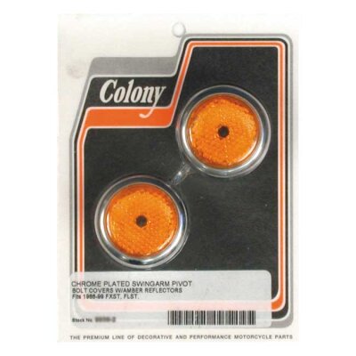 Colony, swingarm pivot bolt cover set. Amber reflector