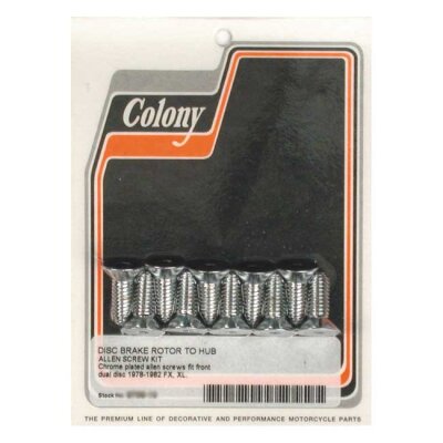 Colony, front brake rotor bolt kit. Chrome