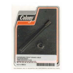 Colony, front brake cable adjuster. Black parkerized