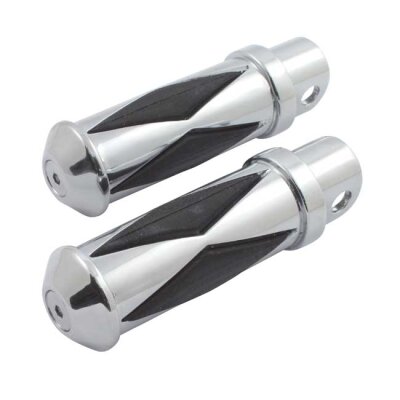 Diamond footpegs, large diameter. female mount. Chrome