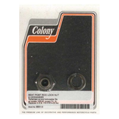 Colony, seat post rod lock nut kit. Zinc