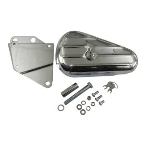 Softail ribbed tool box kit, left side. Chrome