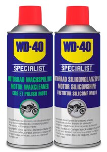 WD-40 Specialist Motorrad Wachspolitur 400ml + WD-40 Specialist Motorrad Silikonglanzspray 400ml