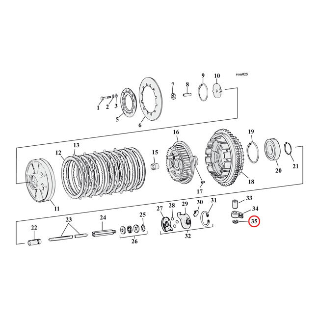 Retaining ring, clutch release lever stud | Lieferumfang: Nur ein Teil des abgebildeten Artikels.