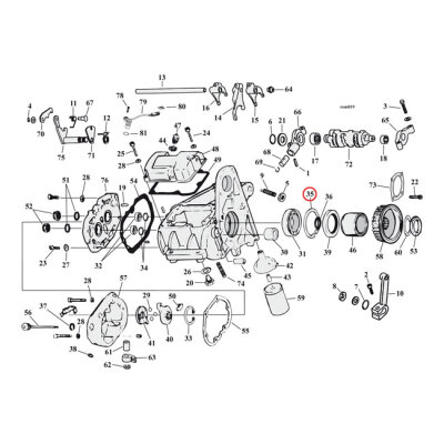Retaining ring, mainshaft bearing (left) | Lieferumfang: Nur ein Teil des abgebildeten Artikels.