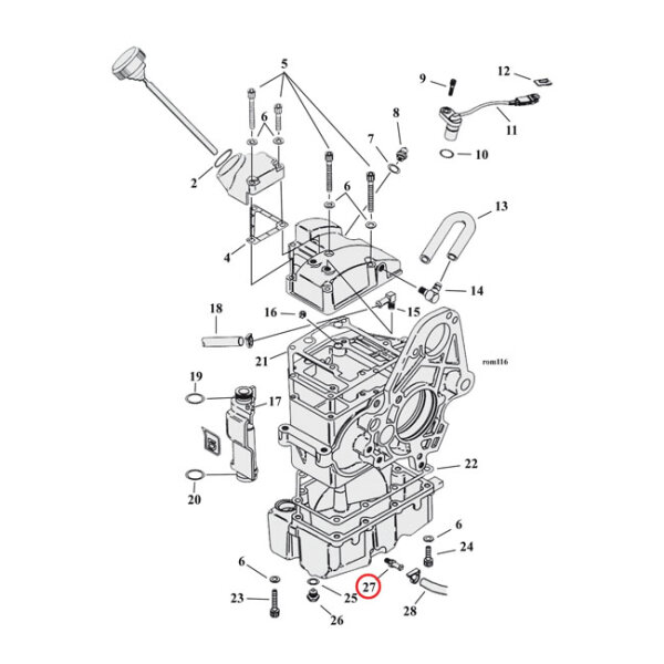 Oil line fitting, straight. Chrome | Lieferumfang: Nur ein Teil des abgebildeten Artikels.