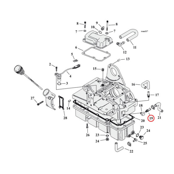 Oil line fitting, straight. Chrome | Lieferumfang: Nur ein Teil des abgebildeten Artikels.