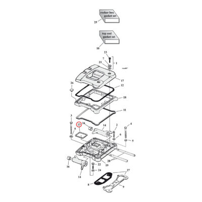 Cometic, middle rocker cover gasket. Rubber | Lieferumfang: Nur ein Teil des abgebildeten Artikels.
