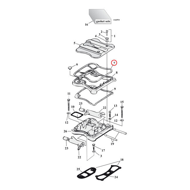 Cometic, upper rocker cover gasket. Rubber | Lieferumfang: Nur ein Teil des abgebildeten Artikels.