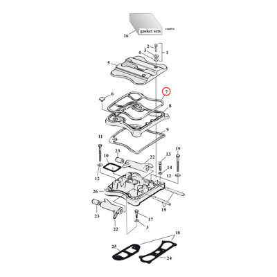Cometic, upper rocker cover gasket. Cork | Lieferumfang: Nur ein Teil des abgebildeten Artikels.