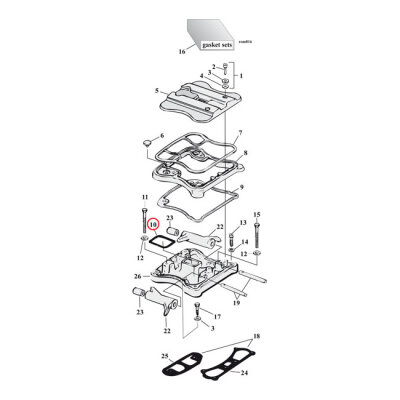 Cometic, middle rocker cover gaskets. Cork | Lieferumfang: Nur ein Teil des abgebildeten Artikels.