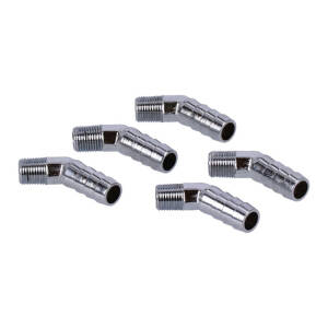 Oil line fitting, 45 degree. 1/8"-27 NPT to 3/8". Chrome | Lieferumfang: Nur ein Teil des abgebildeten Artikels.