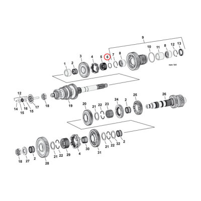 Retaining ring, mainshaft transmission | Lieferumfang: Nur ein Teil des abgebildeten Artikels.