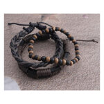 Amigaz Rope Sliders & Wood Bead bracelet brown |...
