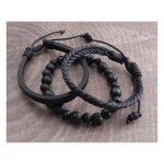Amigaz Rope Sliders & Wood Bead bracelet black |...