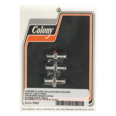 Colony, Knuckle rocker box oil feed fitting. Chrome | Lieferumfang: Nur ein Teil des abgebildeten Artikels.