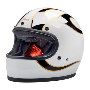 Biltwell Gringo helmet gloss white/black flames Size XS
