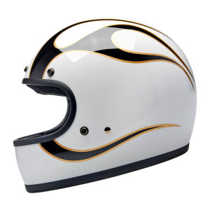 Biltwell Gringo helmet gloss white/black flames Size XS