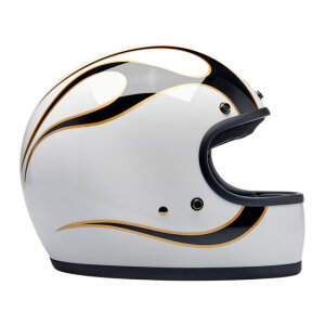 Biltwell Gringo helmet gloss white/black flames Size XS