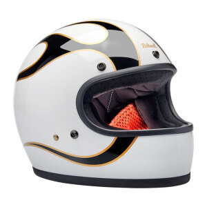 Biltwell Gringo helmet gloss white/black flames Size S