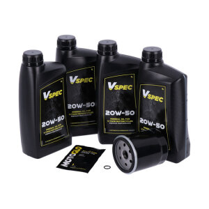 MCS, engine oil service kit. 20W50 Mineral, 86-98 FLT/Touring