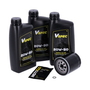 MCS, engine oil service kit. 20W50 Mineral, 00-17 Softail; 99-17 Dyna