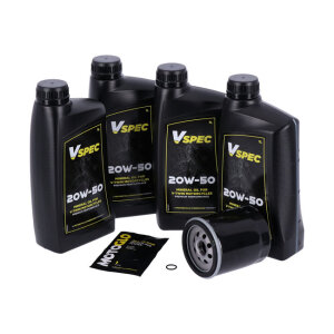 MCS, engine oil service kit. 20W50 Mineral, 99-16 FLT/Touring; 09-16 Trike