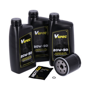 MCS, engine oil service kit. 20W50 Synthetic ,84-99 Softail; 87-94 FXR model; 86-20 XL Sportster
