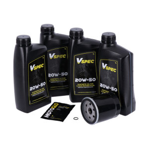 MCS, engine oil service kit. 20W50 Synthetic, 86-98 FLT/Touring