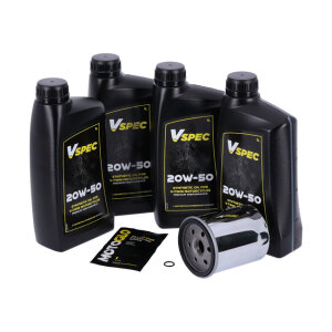 MCS, engine oil service kit. 20W50 Synthetic, 86-98 FLT/Touring