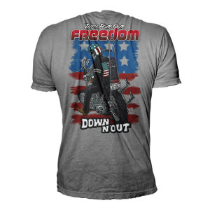Down-n-Out Freedom Rider t-shirt american flag grey Size L