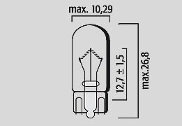Bulb 12v 2w T10 W2 1x9 5d 10pk