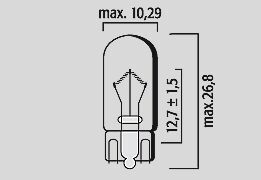 Bulb 12v 5w T10 W2 1x9 5d 10pk