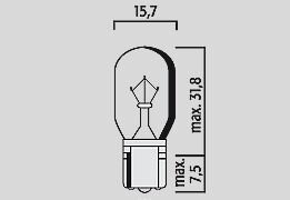 Bulb 12v16w T15 W2 1x9 5d 10pk