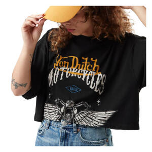 Von Dutch Crop top t-shirt printed loose black women Size XS
