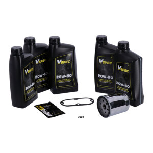 MCS, Big Oil service kit. Full synthetic. Chrome filter, 84-98 Evo Softail
