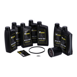 MCS, Big Oil service kit. Full synthetic. Black filter, 17-25 FLT/Touring; 17-25 Trikes