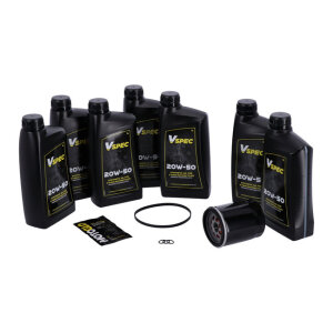 MCS, Big Oil service kit. Full synthetic. Black filter, 18-25 Softail