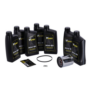 MCS, Big Oil service kit. Full synthetic. Chrome filter, 18-25 Softail