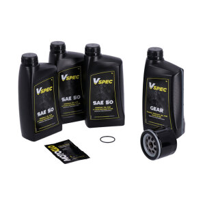 MCS, Big Oil service kit. Mineral SAE50. Black filter, 80-E84 XL Sportster
