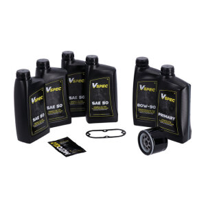 MCS, Big Oil service kit. Mineral SAE50. Black filter, L82-84 FL Shovel; 82-84 FX Shovel