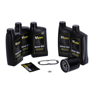 MCS, Big Oil service kit. Full synthetic. Black filter, 99-06 Softail; 99-05 Dyna