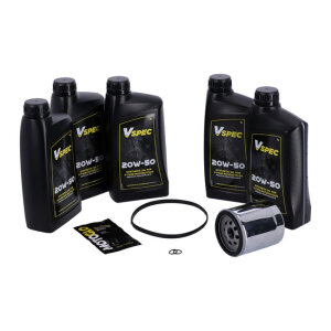 MCS, Big Oil service kit. Full synthetic. Chrome filter, 07-17 Softail; 06-17 Dyna