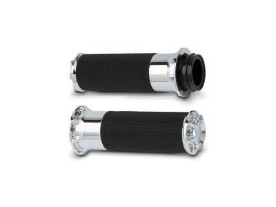 Beveled Fusion Grips Chrome 1" Throttle Cables