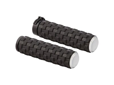 AirTrax Grips Black Rubber, Chrome Endcaps 1" Throttle By Wire
