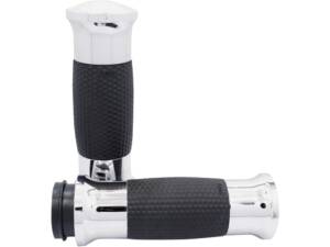 Air Gel Grips Black Rubber Chrome 1" Throttle Cables